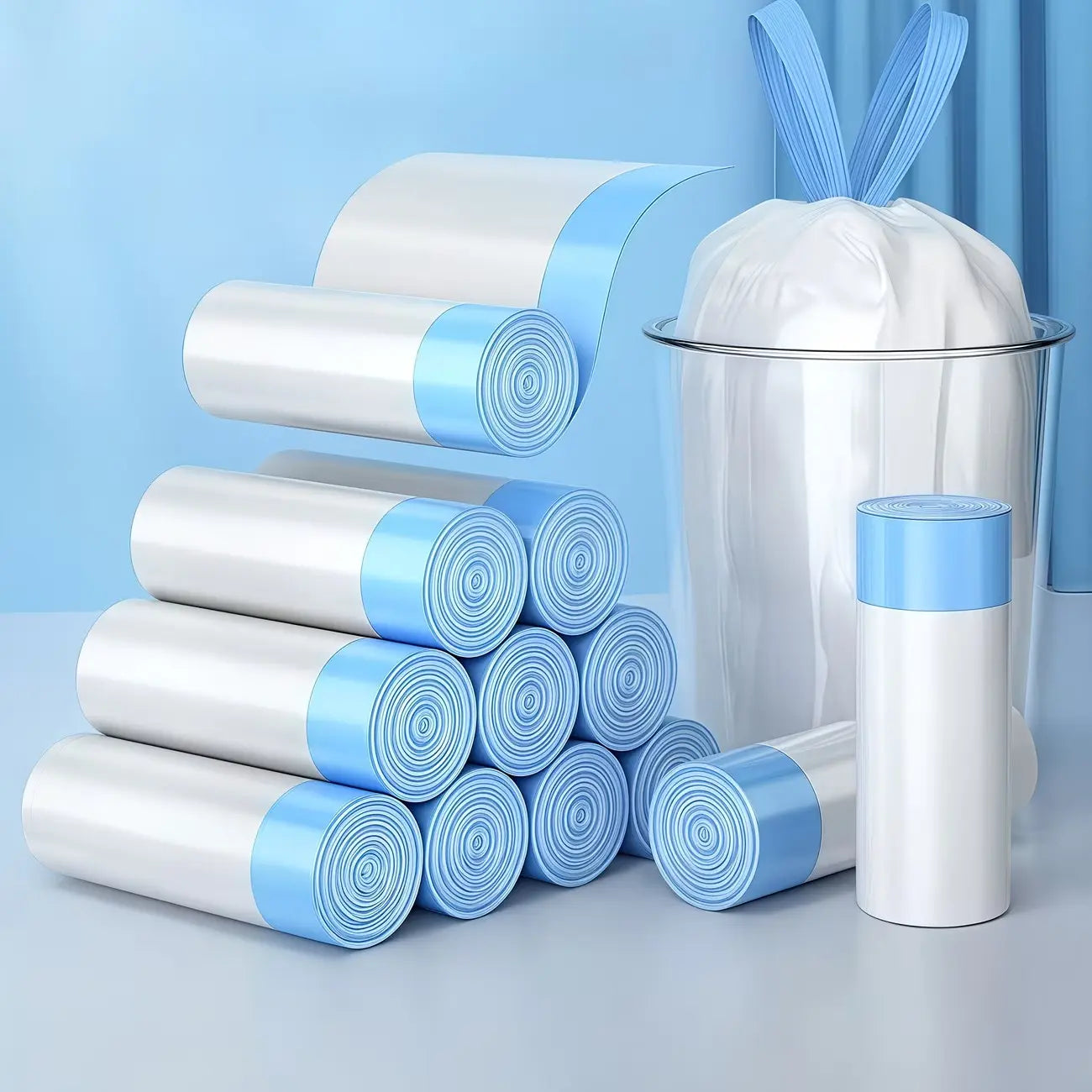5 Rolls/10 Rolls 4 Gallon Thick Pet Poop Bags, Leak-Proof Drawstring Cat Litter Bags, Litter Box Tray, Large Capacity Dog Waste Bags, Durable Home Cleaning Trash Bags