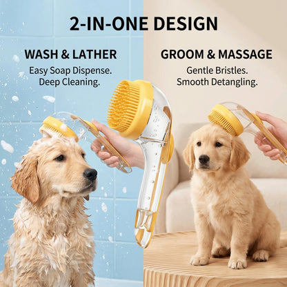 2-In-1 Pet Bath Brush & Shampoo Dispenser | Silicone Dog Grooming Massage Scrubber