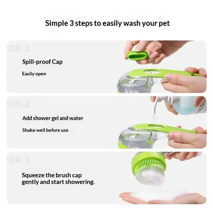 2-In-1 Pet Bath Brush & Shampoo Dispenser | Silicone Dog Grooming Massage Scrubber