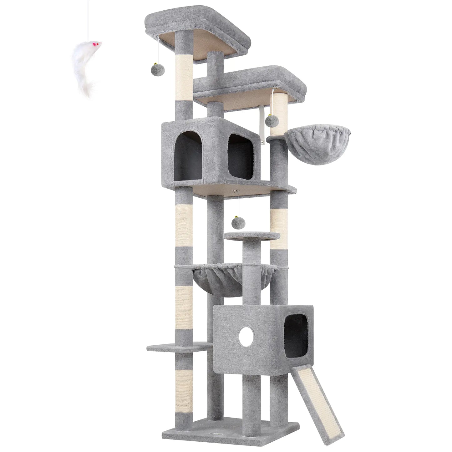 DESKAT 80 Inch Cat Tree for Large Cats, Stable Multi-Level Cat Tree with 2 Condos & Sisal Scratching Posts for 2-3 Cats, Thickened Base Space Saving Cat Tree Tower, F80G