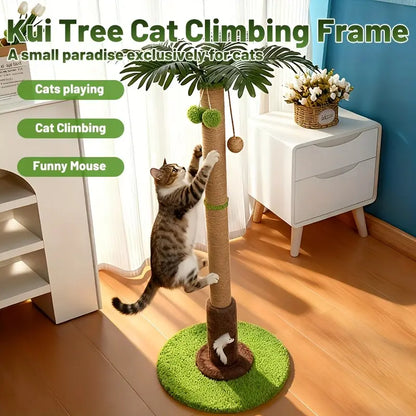 【Summervibes】2026 New Cat Scratching Post 36.22” Palm Tree Sisal Cat Tree Tower with Interactive Toys Stable Base Multi-Level Climber for Indoor Cats Small Space Use Cat Stuff for Indoor