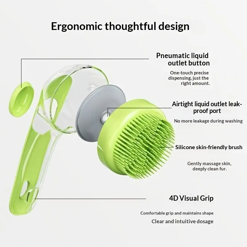 2-In-1 Pet Bath Brush & Shampoo Dispenser | Silicone Dog Grooming Massage Scrubber