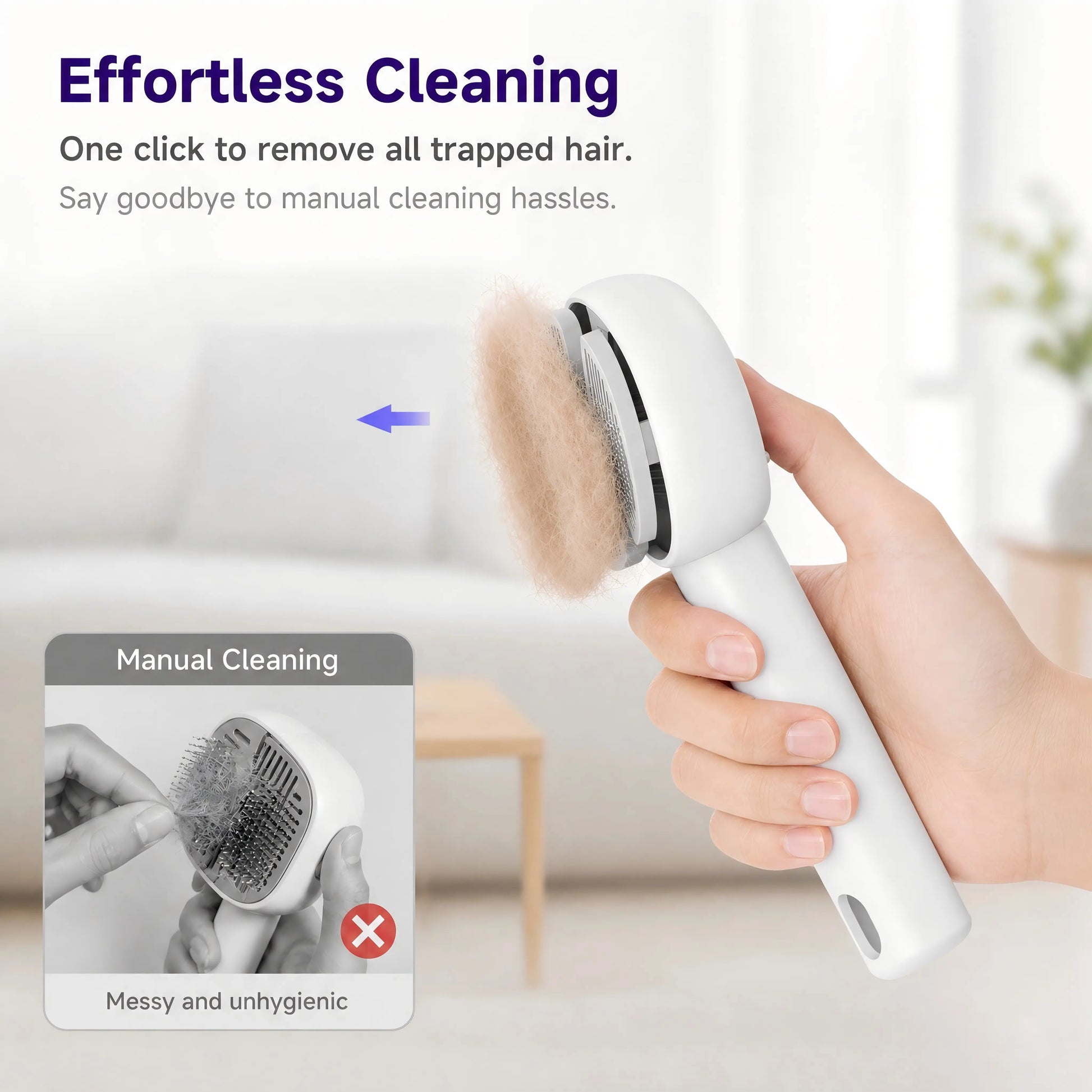 Pet Grooming Brush with Steam & UV Sanitizing, 3-In-1 Pet Hair Remover, 150° Curved Stainless Steel Needles, Nano-Mist Anti-Static Technology, One-Click Hair Release, USB Rechargeable for Dogs & Cats
