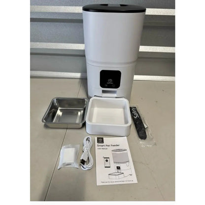 App-Controlled Wi-Fi Automatic Feeder for Dogs and Cats, Plastic-Steel Construction, Auto-Feeding Function, Washable Parts
