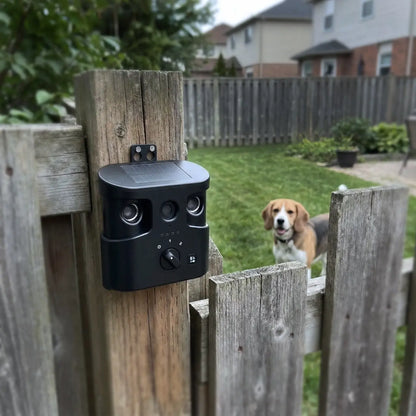 180° Solar Dog Barking Control Device-Outdoor anti Barking Device for All Dog Breeds, Humane No-Bark Trainer, IPX4 Waterproof, Ultrasonic Dog Barking Deterrent with APP Data Report, Dual Speakers & Adjustable Frequency, Dog Accessories