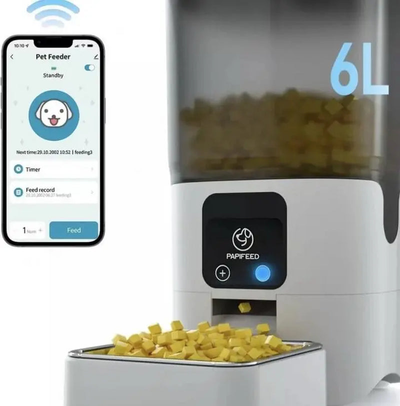 App-Controlled Wi-Fi Automatic Feeder for Dogs and Cats, Plastic-Steel Construction, Auto-Feeding Function, Washable Parts