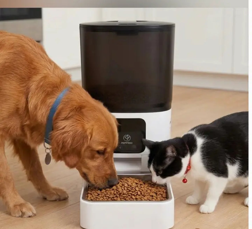 App-Controlled Wi-Fi Automatic Feeder for Dogs and Cats, Plastic-Steel Construction, Auto-Feeding Function, Washable Parts