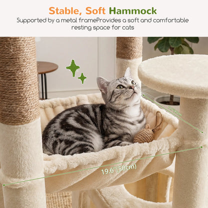 DESKAT 80 Inch Cat Tree for Large Cats, Stable Multi-Level Cat Tree with 2 Condos & Sisal Scratching Posts for 2-3 Cats, Thickened Base Space Saving Cat Tree Tower, F80G