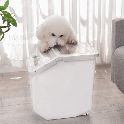 Food Storage Container 20Lb, Large Airtight Pet Food Containers, Dog Food Bin with Scoop, Measuring Cup for Storage Pet Dog Cat Food Supplies - Grey